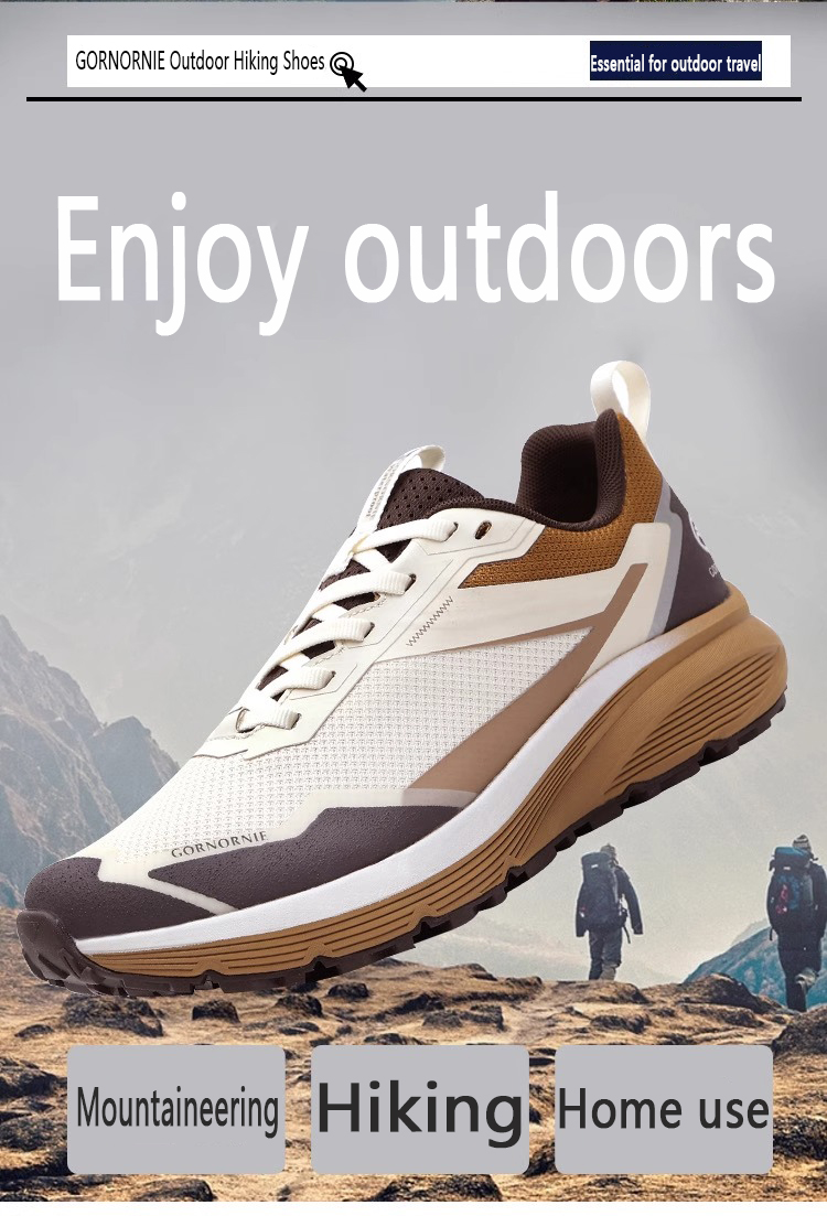 Outdoor hiking shoes men women, low-cut, lightweight, breathable, shock-absorbing, anti-slip, wear-resistant for mountain and trekking