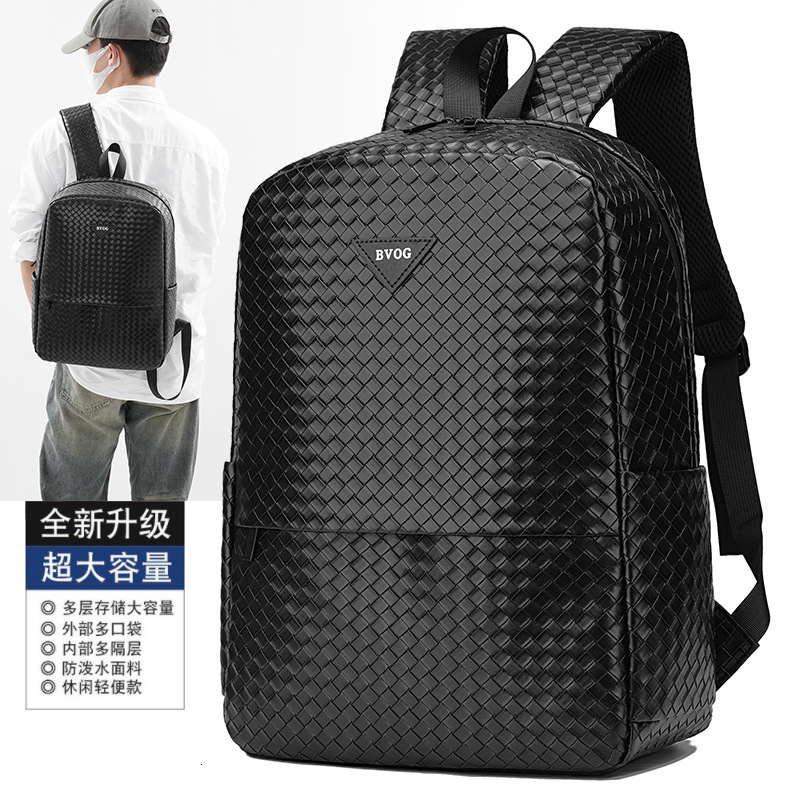 Free shipping designer New Large Capacity Woven Fashion Men Backpack Multifunctional School Bag Casual Business Black Laptop Bag