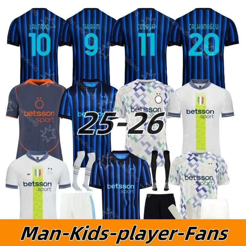 25 26 Inters Milan Jersey 46 ROSSI 10 LAUTARO Martinez maillot 9 THURAM 23 BARELLA Kid Kit Maillot de 16 FRATTESI 28 PAVARD 95 BASTONI fans Camisetas kids kit uniforms