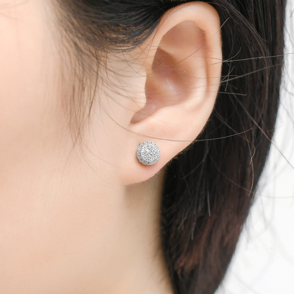 Luxury Jewelry S925 Sterling Silver Premium Men's Round 3D Iced Out Screw Back Bling Bling Earrings Pass the diamond tester
