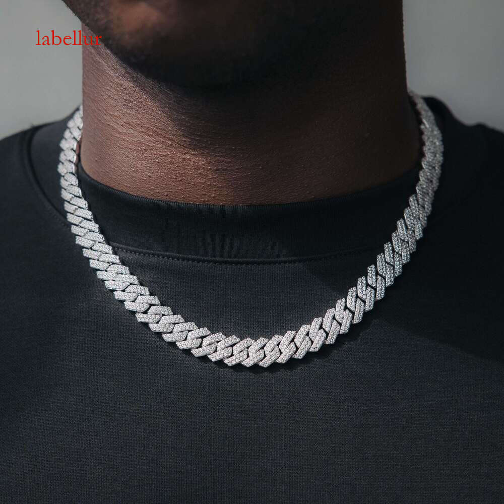 Sier Rap Singer Jewelry Men 12mm Iced Vvs Moissanite Cuban Chain