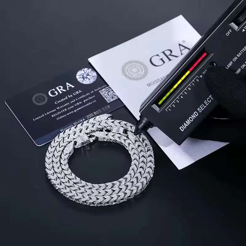 HipHop Jewelry 6mm 8mm 18K Gold Plated 925 Sterling Silver Cuban Chain Moissanite Diamond Iced Out Franco Necklace for Men