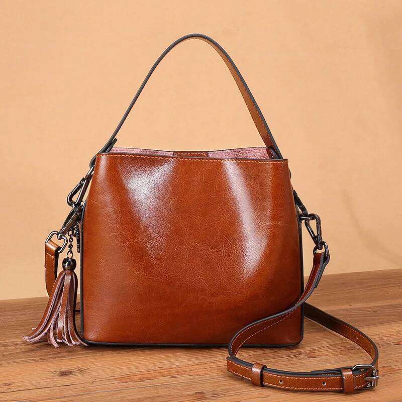 Luxury natural new fashion women's leather shoulder small bucket bag high quality messenger bag designer