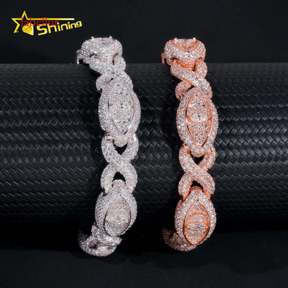 New Stock Sterling Sier Gold Plated Hip Hop Jewelry Custom Colored Infinity Moissanite Cuban Bracelet Cat Eye Bracelets