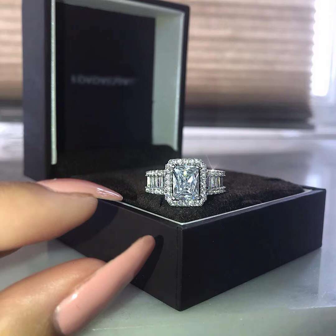 Princess Cut Cubic Zirconia Women Rings Silver Color Luxury Wedding Party Accessories Fashion Jewelry