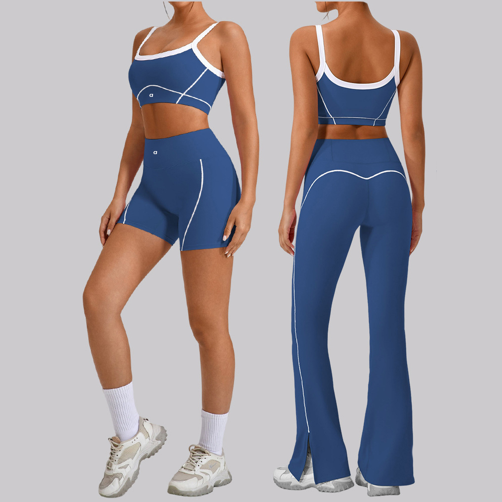 New Women Set Women Two Pieces bralette Gym Sports Tracksuits Bra Fitness Shorts Fared Pant Workout Sports Clothes AlOLOMM sets