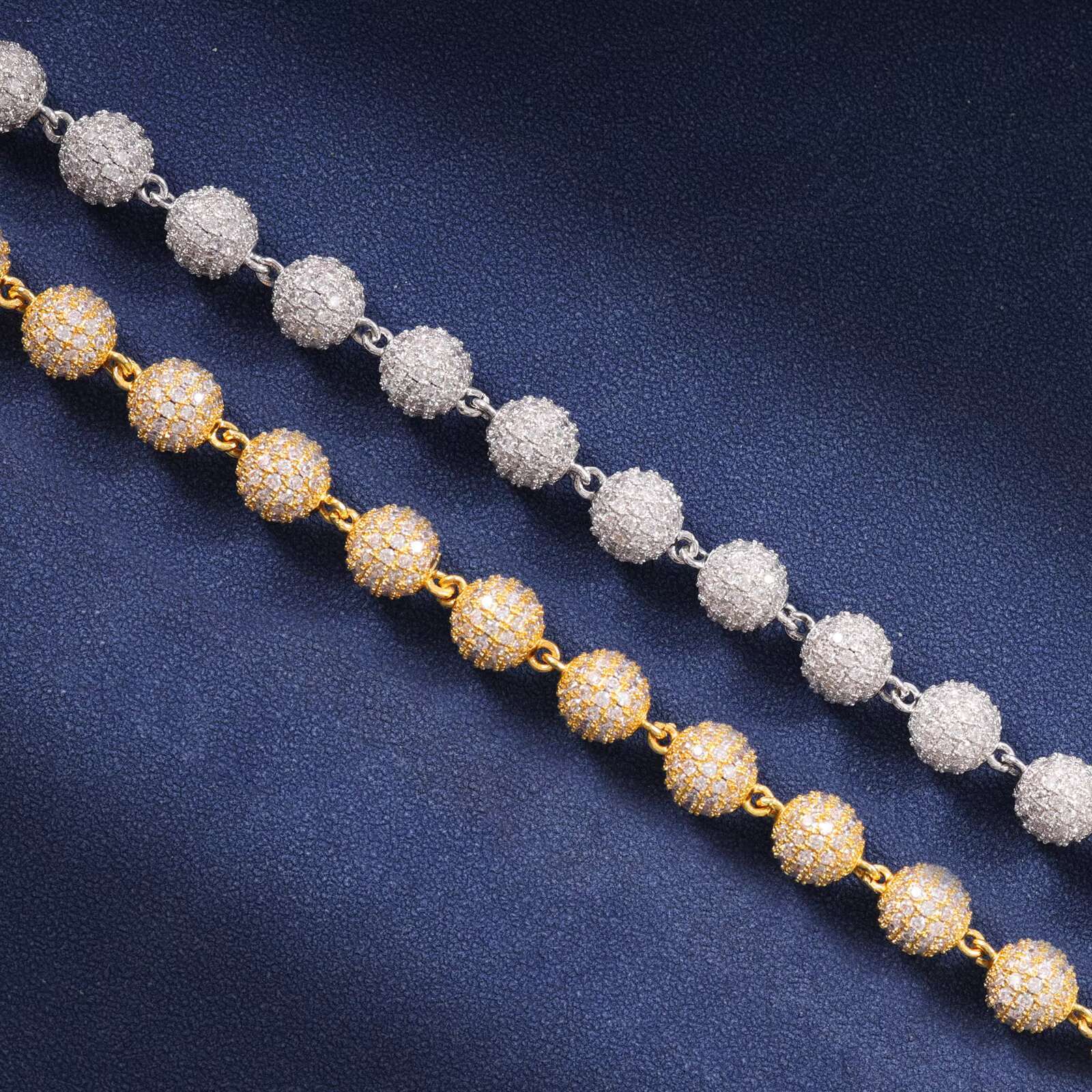 10mm Hip Hop Sparkling Roundness Bead Chain High Quality Iced Out Ball Rapper 5A Zircon Chain Cuban Necklace