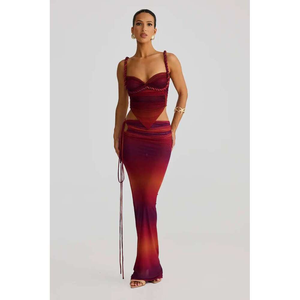 High-quality 3 Pieces Bikinis 2025 New Sets Sexy Push Up Backless Women's Swimsuit Gradient Cover-ups High-end Niche Beach Wear
