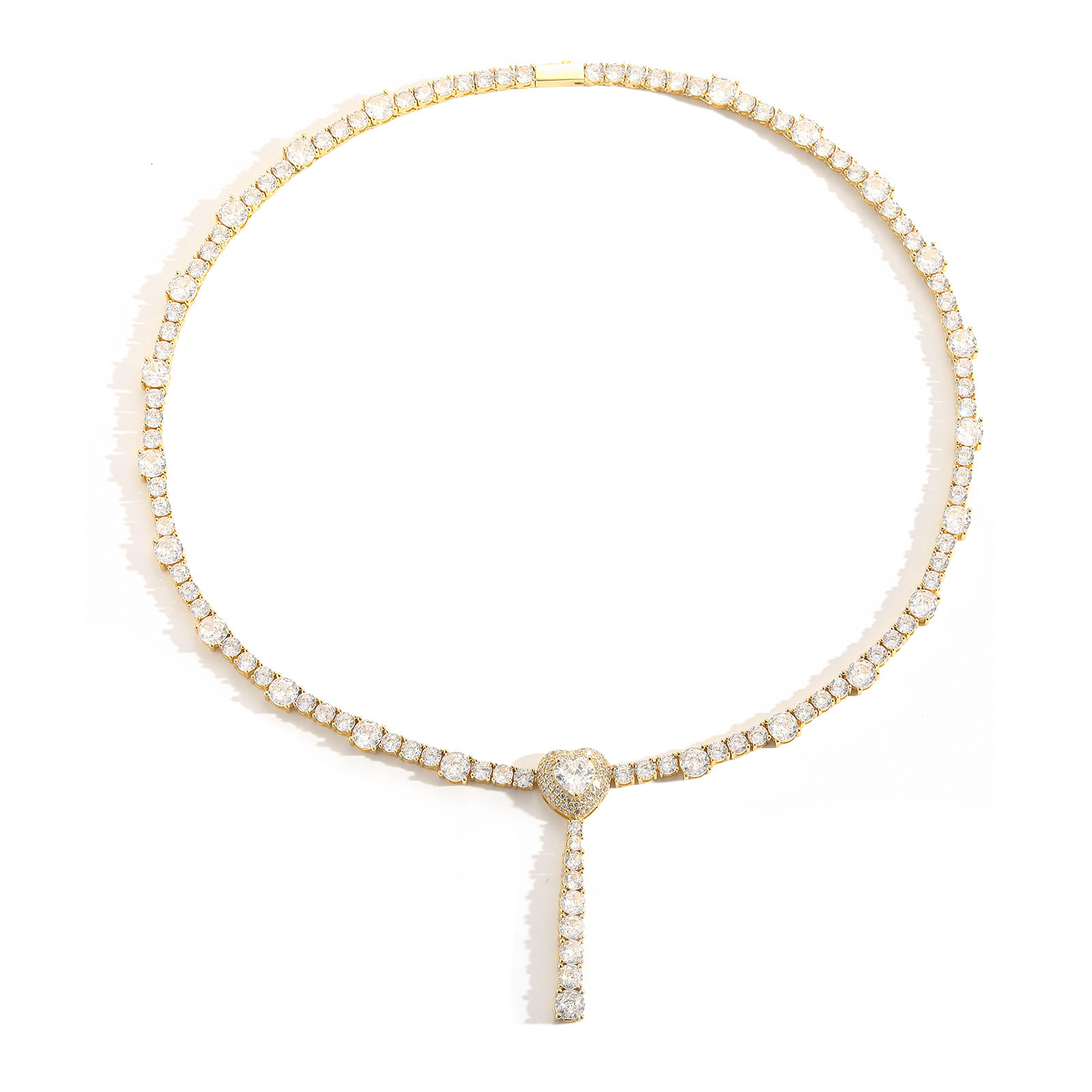 Luxury Jewelry Hip Hop Heart Tennis Chain Necklace Layered Iced Out Unisex Hip Hop Bling Bling Necklace Trendy Accessory Pass the diamond tester