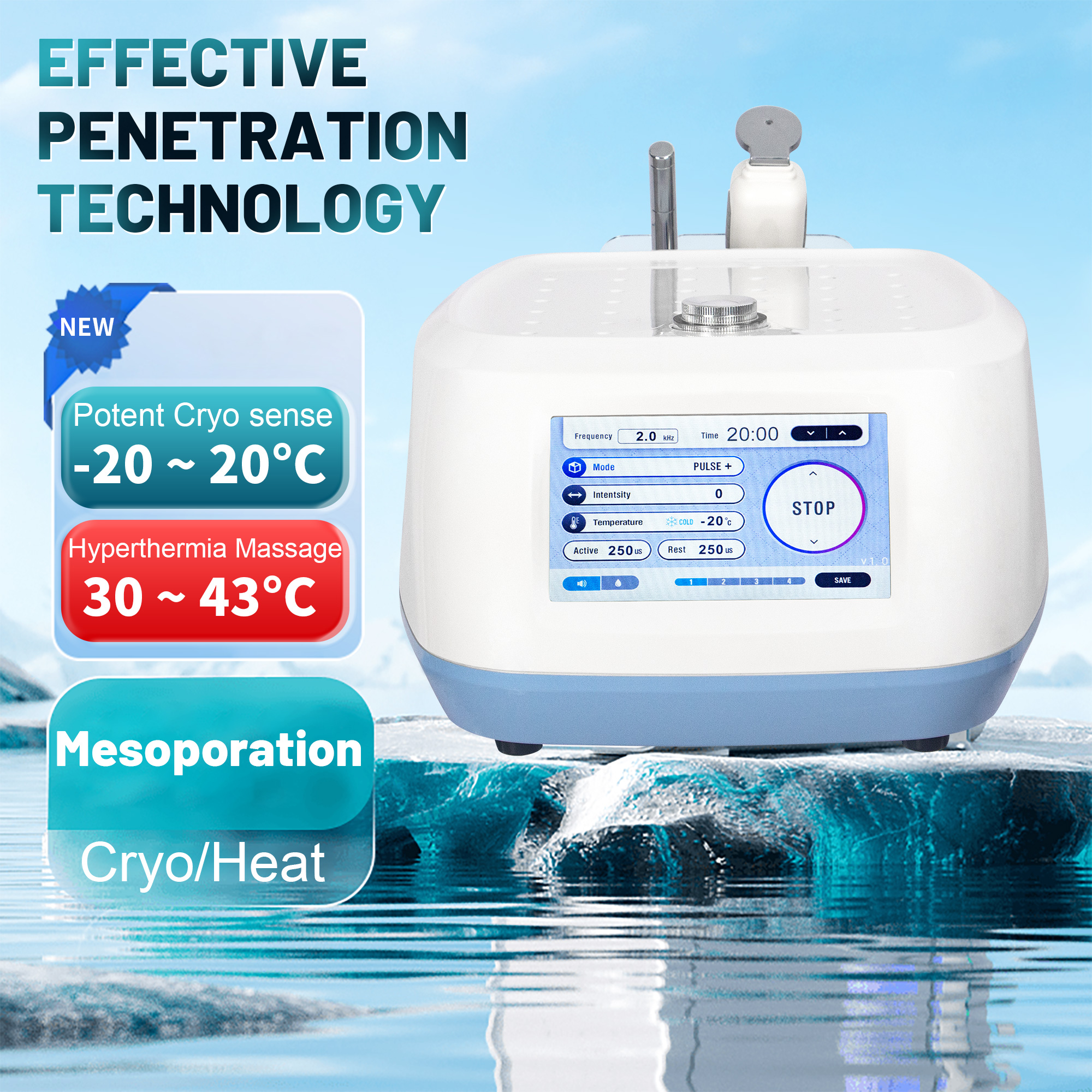 Professional New Dcool Portable Cool Hot Ems For Skin Tightening Anti Puffiness Facial Electroporation Machine Beauty Device