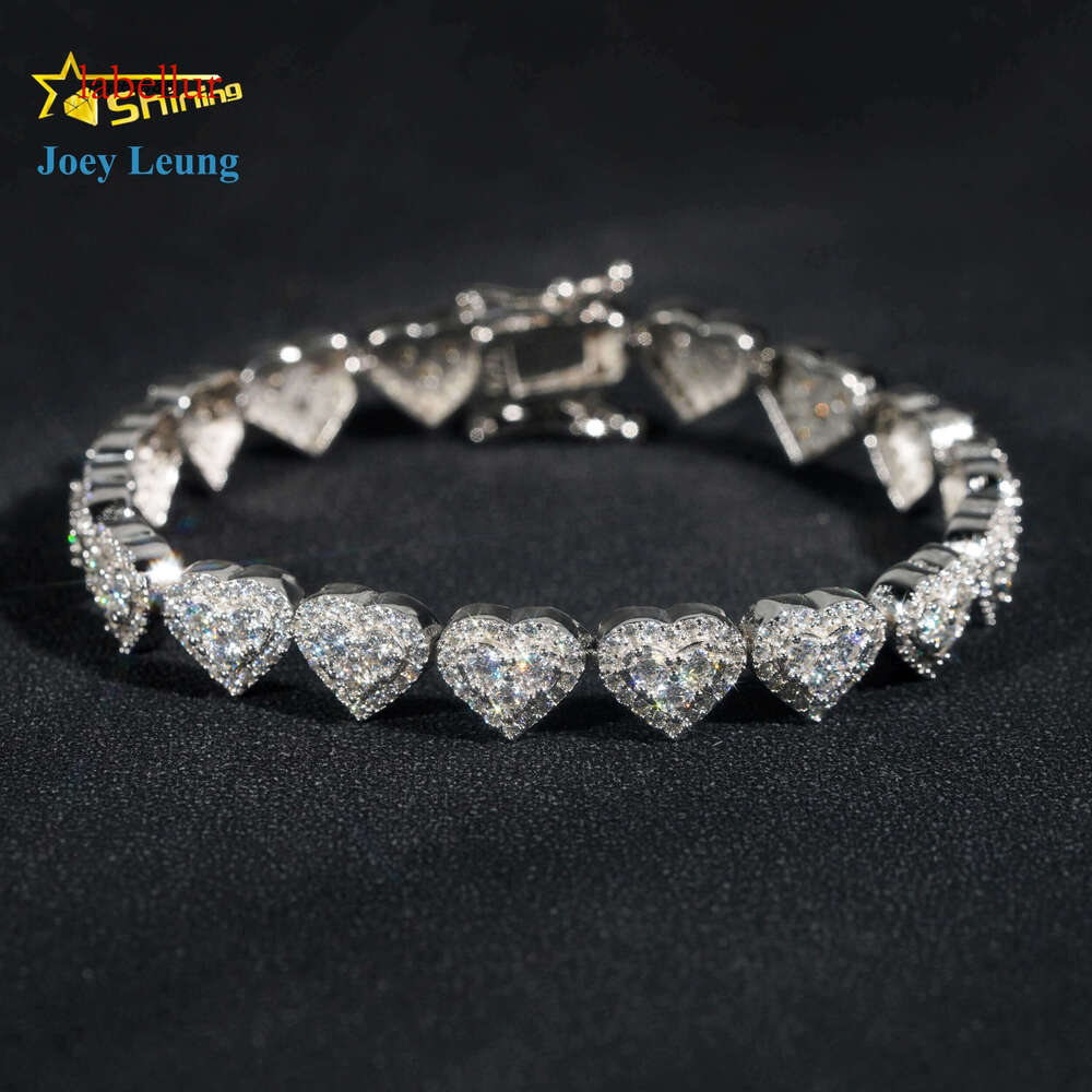 Custom Heart Design Solid Sier Hip Hop Iced Cuban Link Bracelet 8mm VVS Moissanite Dia Womens Fine Jewelry Necklace