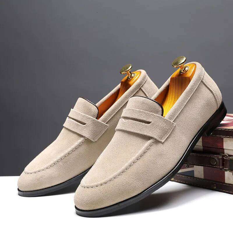 Fashion Men's Casual Shoes Suede Genuine Leather Mens Slip-on Light Comfortable Driving Loafers Moccasins Men Party Wedding Flat