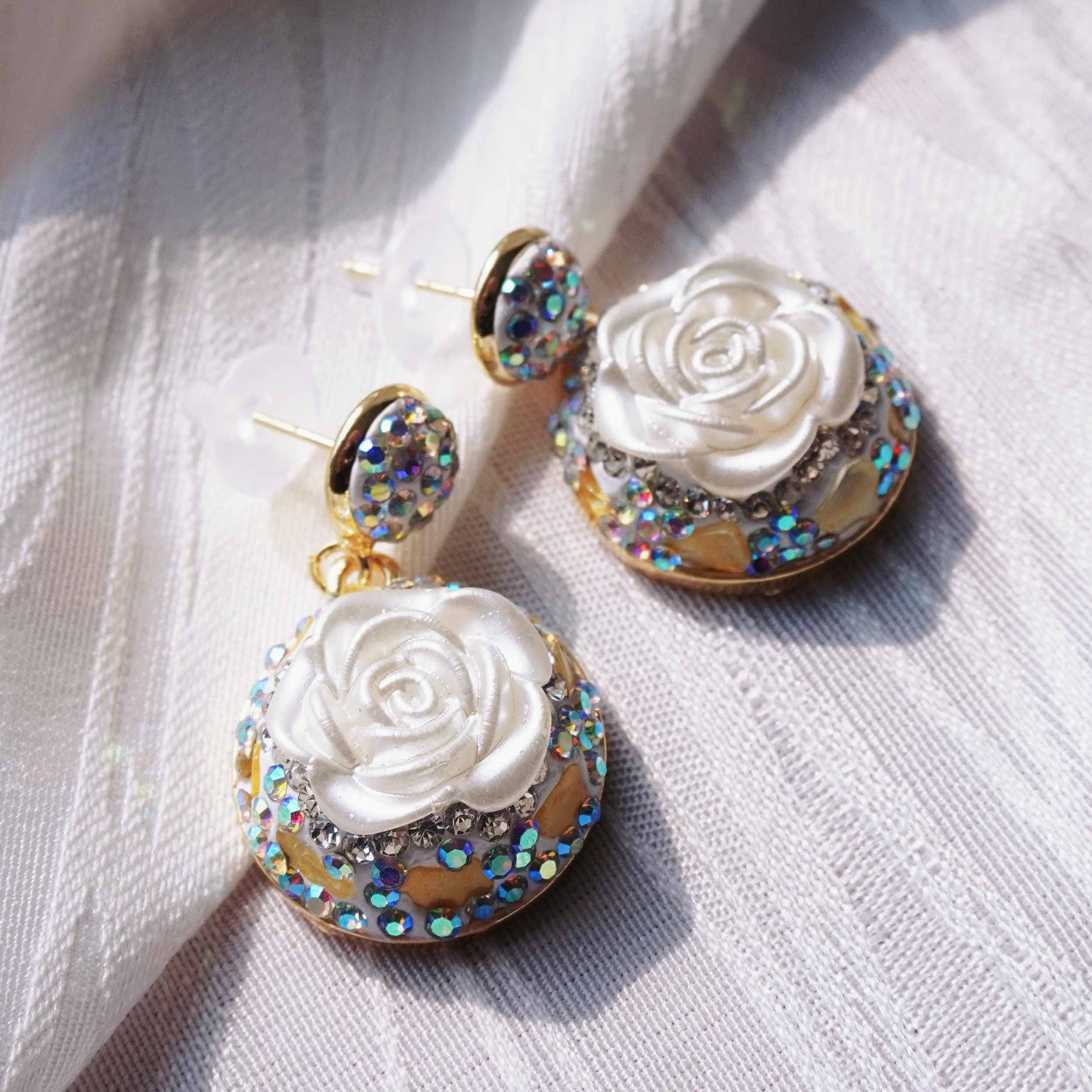 Star Mang rose shell citrine energy jewelry set light and luxurious shell powder suppressed design citrine ring earrings necklace Earrings & Necklace