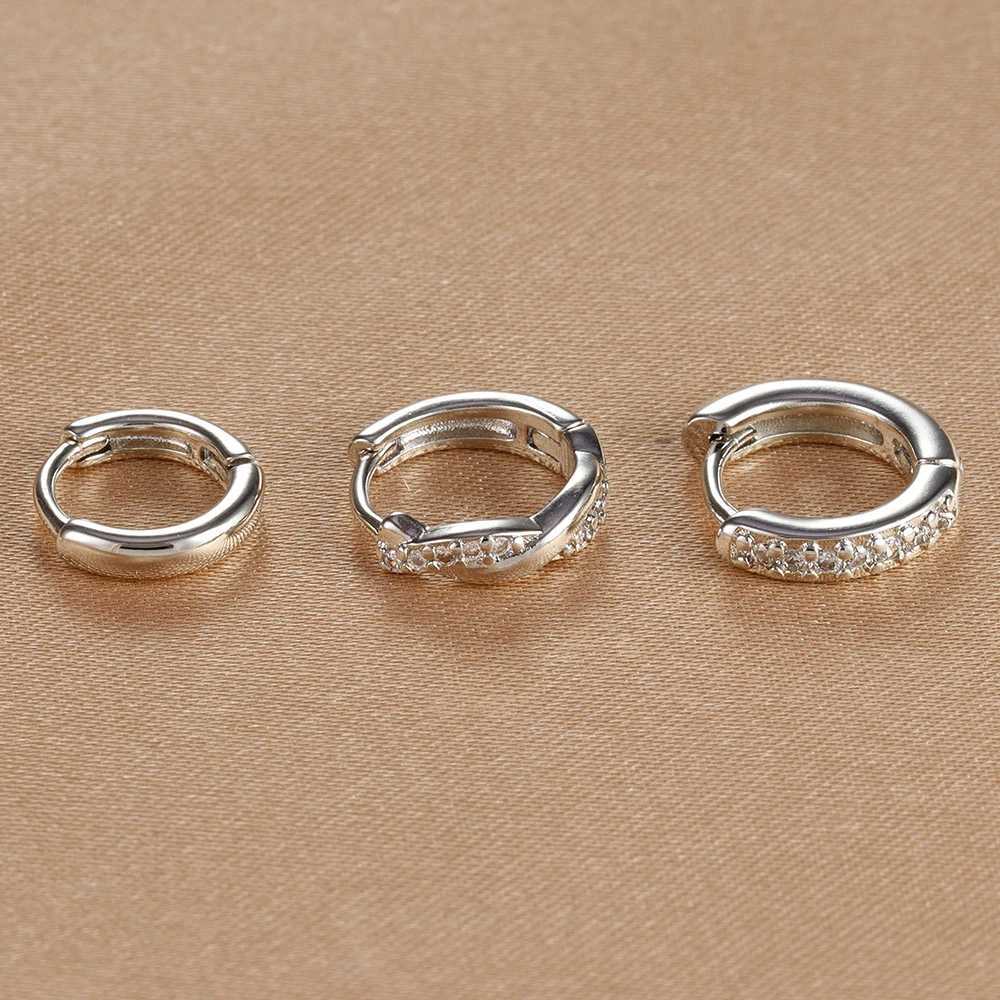 3PCS Stainless Steel Round Circle Hoop Earrings Set for Women Simple Huggies Zircon Twists Earring Cartilage Piercing Jewelry XJ250630
