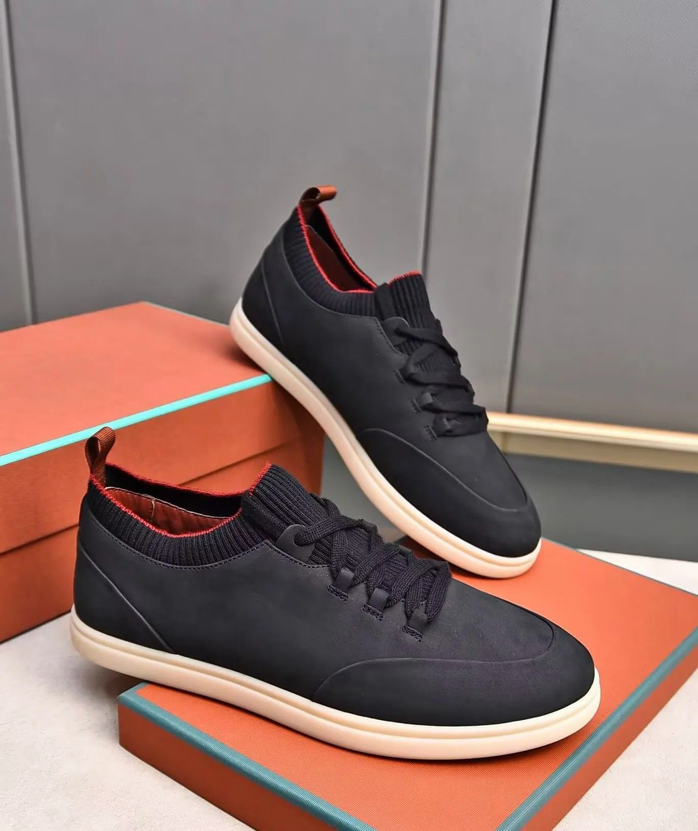 Luxury Brand Design Men Slip-on Soho Walk Sneakers Shoes Ultra-comfortable Knitted Wish Wool Padded Calfskin Platform Trainers Party Wedding Dress Designer Shoe