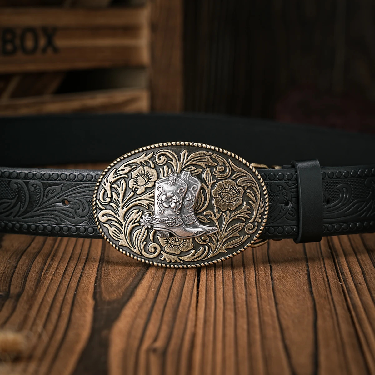 Men Women-Western-Cowboy-PU Leather-Belts - Vintage Belt Floral Engraved Buckle Belt for Jeans 250627