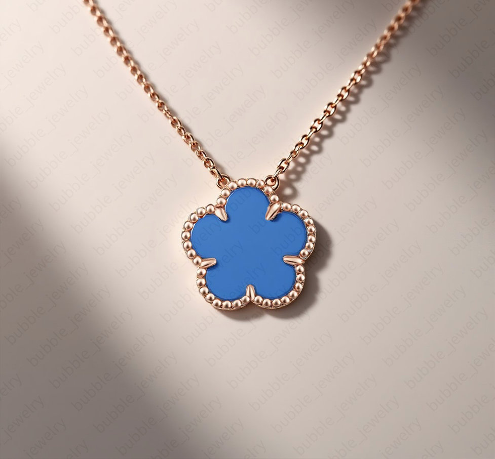 er Clover Necklace Rose Gold Flower Pendant Grey Mother of Pearl Necklace Diamond Accent Gift for Women Z250910