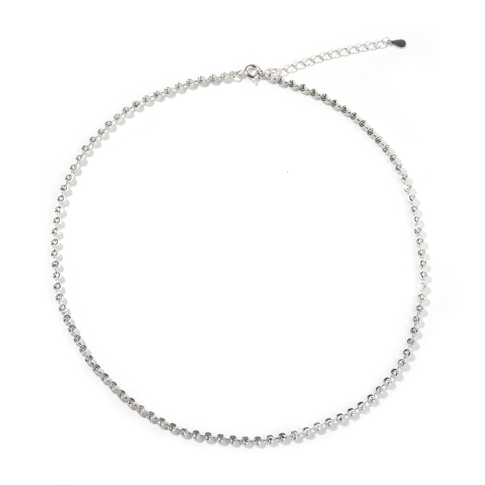 Minimalist Fashion MOON CUT CHAIN Round Bead Chain S925 Silver Unisex Trendy Necklace Pass the diamond tester