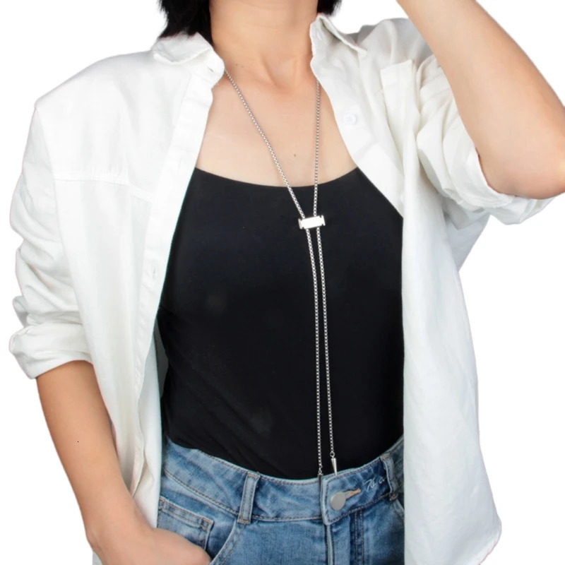 Sexy Bolo Tie Necklace for Women s Cool Jewelry Chain Lariat with Cuboid Chokers Body Jewelry Summer 250630