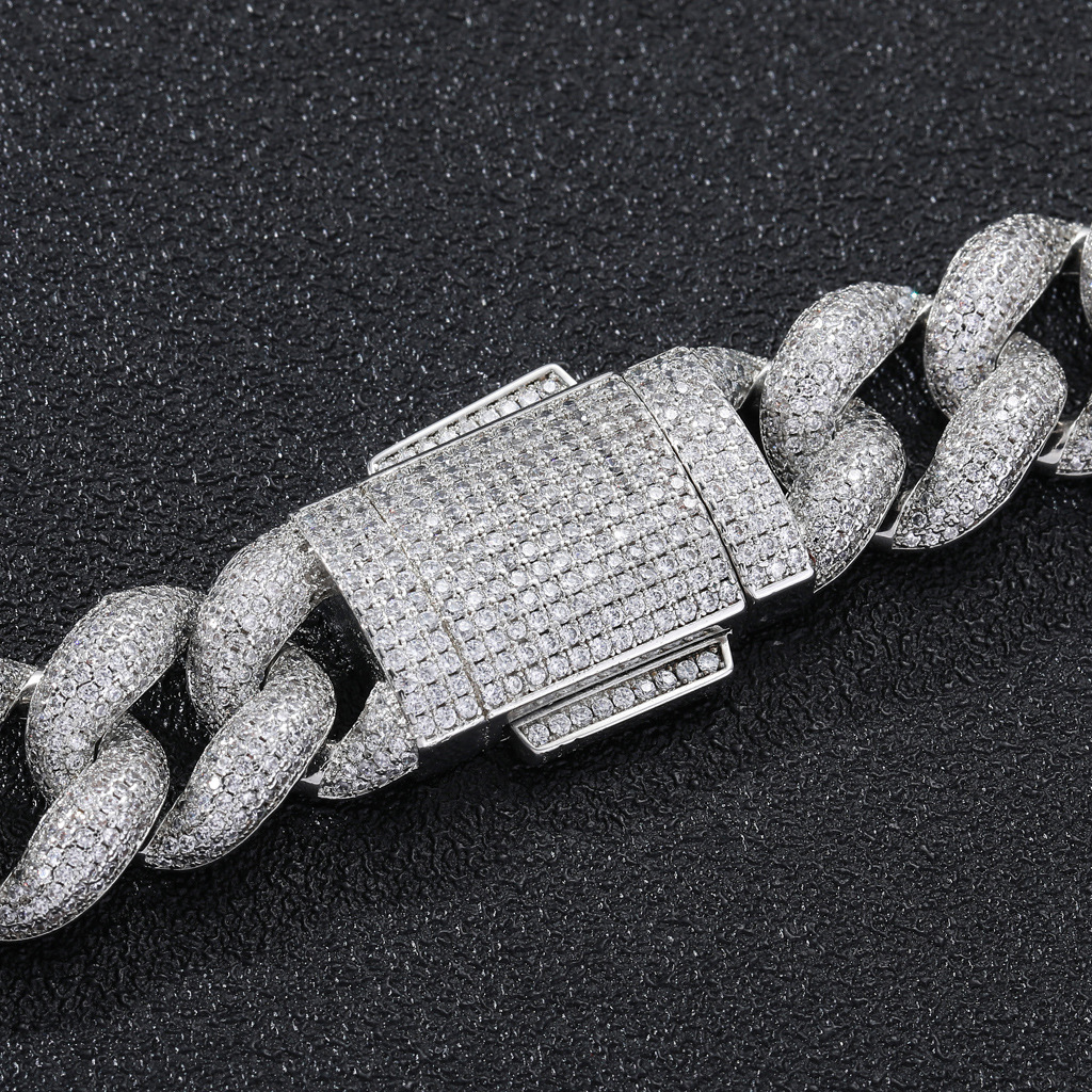 Luxury Jewelry New Hip Hop 18mm Thick Bubble Cuban Chain Spring Clasp Iced Out Bold Necklace Bling Bling Necklace Pass the diamond tester