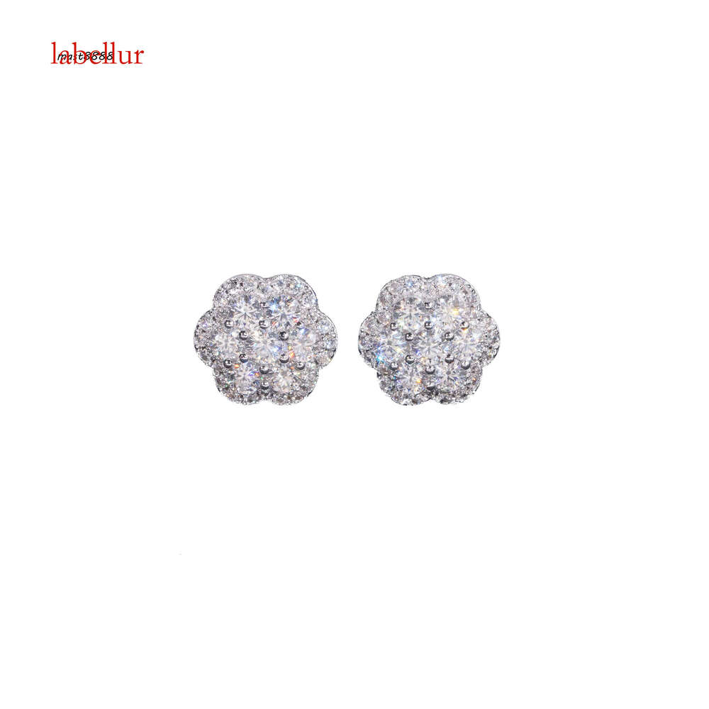 New Stocks Pass Tester GRA Certified VVS Dia Sterling Sier Cluster Moissanite Stud Earrings