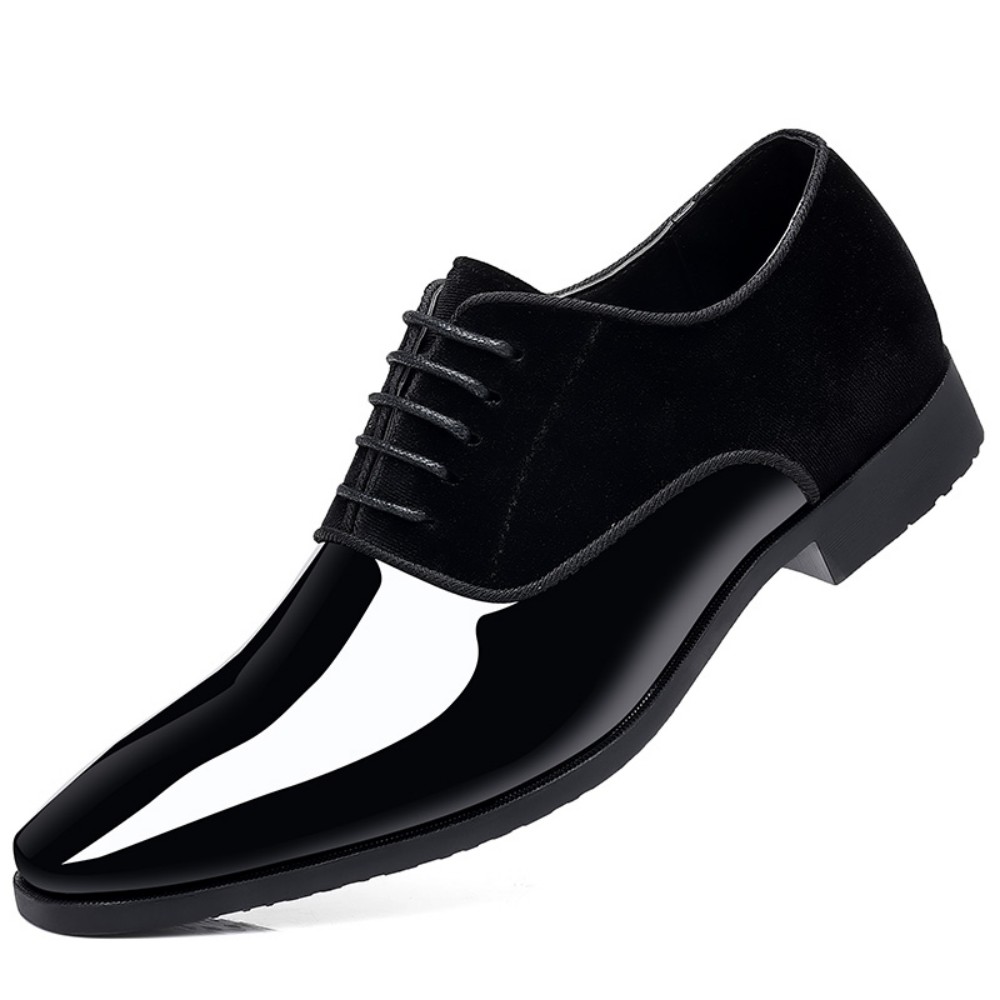 Men's Oxford Shoes Lace up Formal High Gloss Low Top Square Toe Suit Tuxedo Dress Shoes for Business Casual Shoe for Mens Father's Day Gift