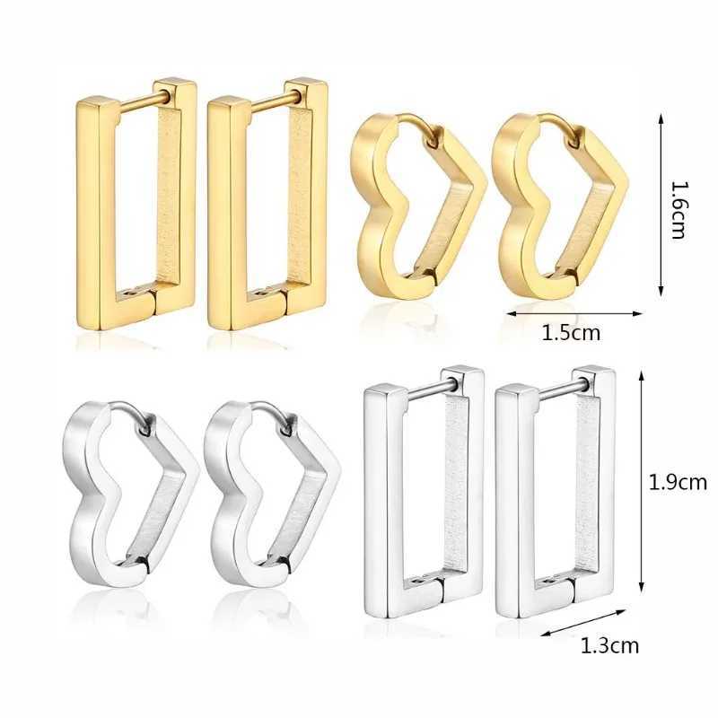 Stainless Steel Gold Color Square Hoop Earrings for Women Punk Hip-Hop Metal Geometric Earrings Trend 2024 Fashion Jewelry Party XJ250630