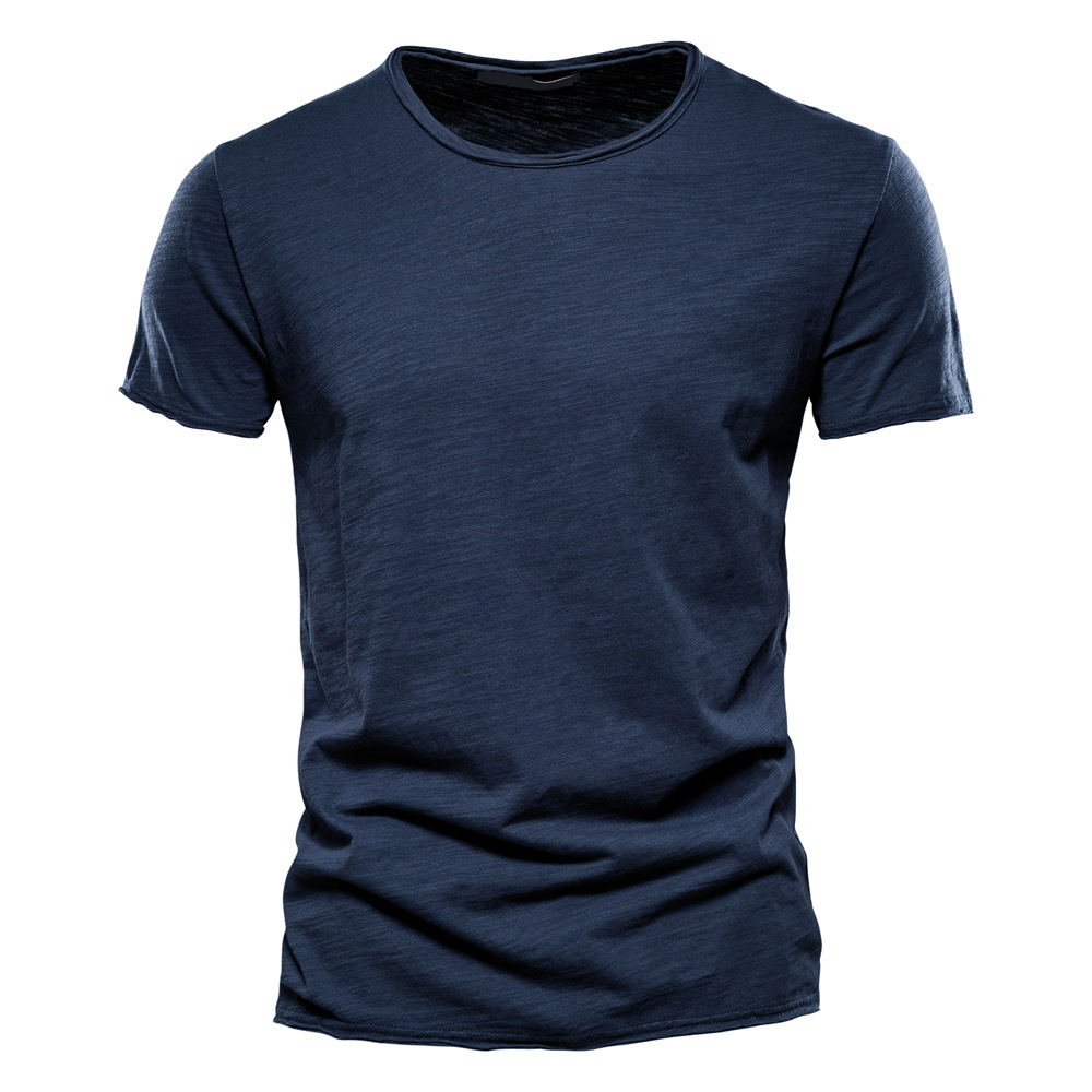Men's T Shirts Short Men's New Solid Color Bamboo Cotton Short Sleeve T-Shirt 100% Cotton