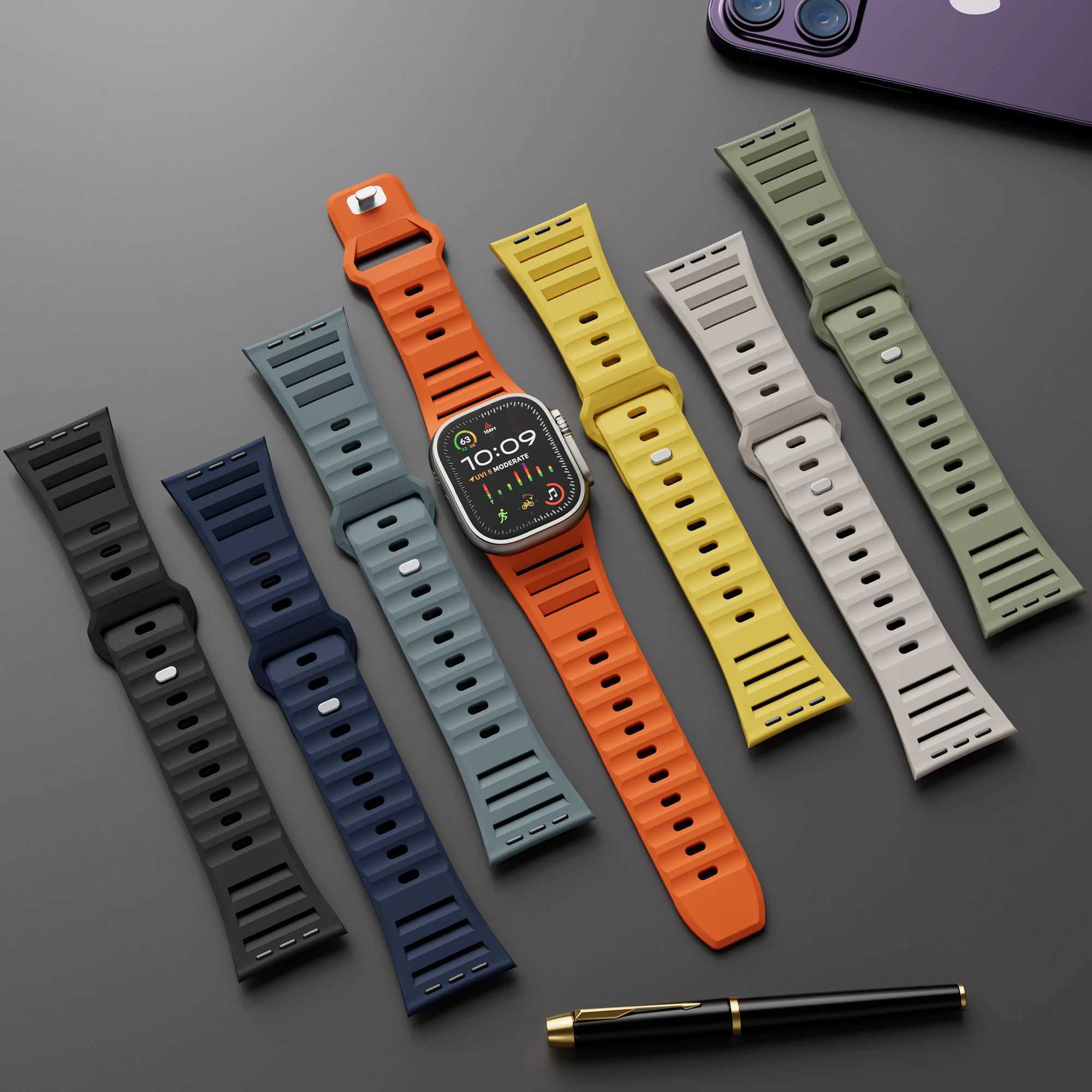 Silicone Strap for Apple Watch Ultra 2 Band 49mm 45mm 44mm 42mm 46mm Accessories Sport Correa Bracelet iWatch 10 9 8 7 6 SE 5 4 W250630