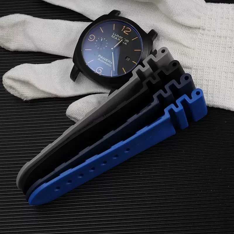 Watch Band for Panerai SUBMERSIBLE PAM 441 386 Silicone Rubber 24mm 26mm Watch Strap Men Silicone Gel Lightning Watch Bracelet W250630