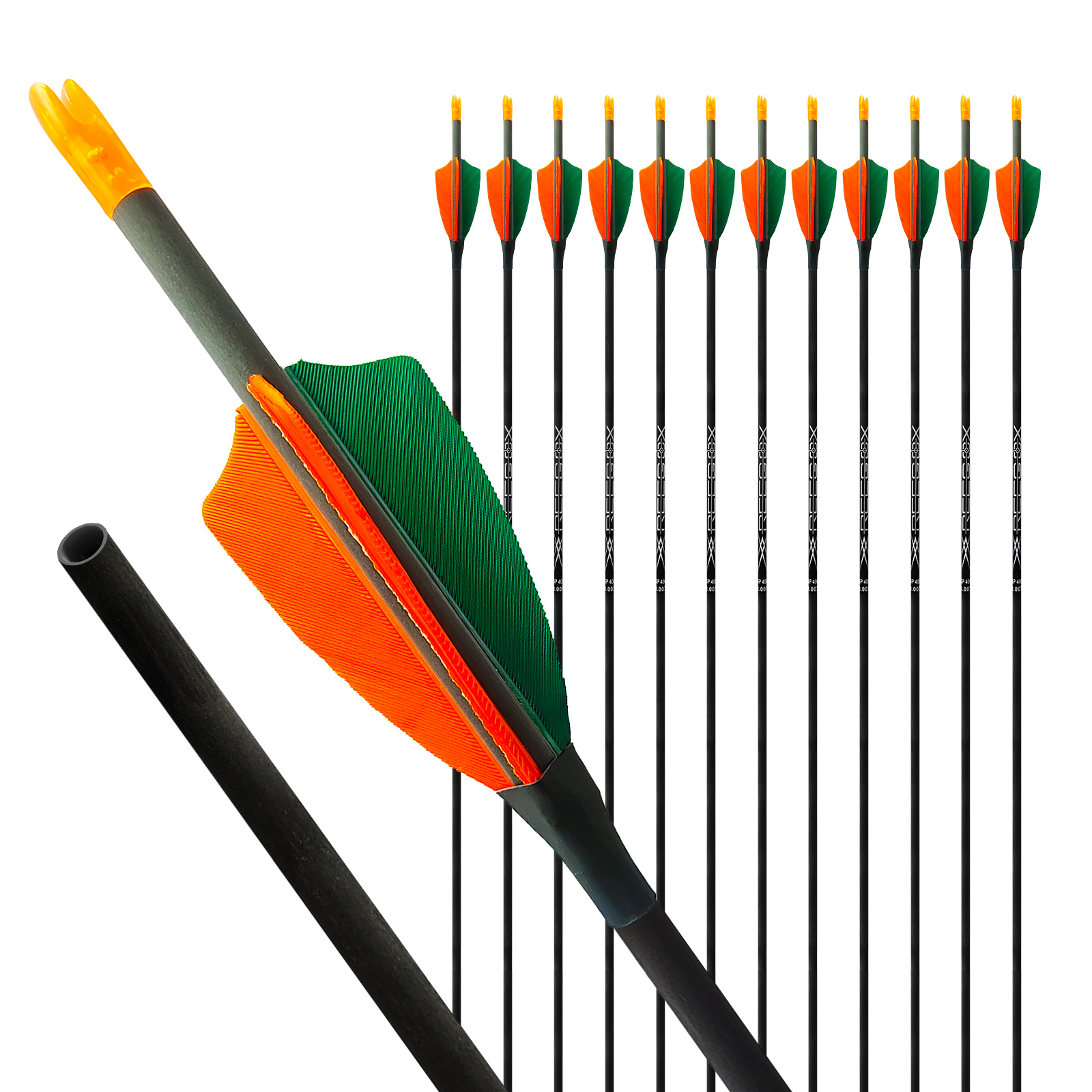 12Pieces Archery Targeting Arrows without Arrowheads 31inch Turkey Feathers Carbon Hunting Arrows 4.2mm Arrows for Recurve Bow & Compound Bow Spine 35