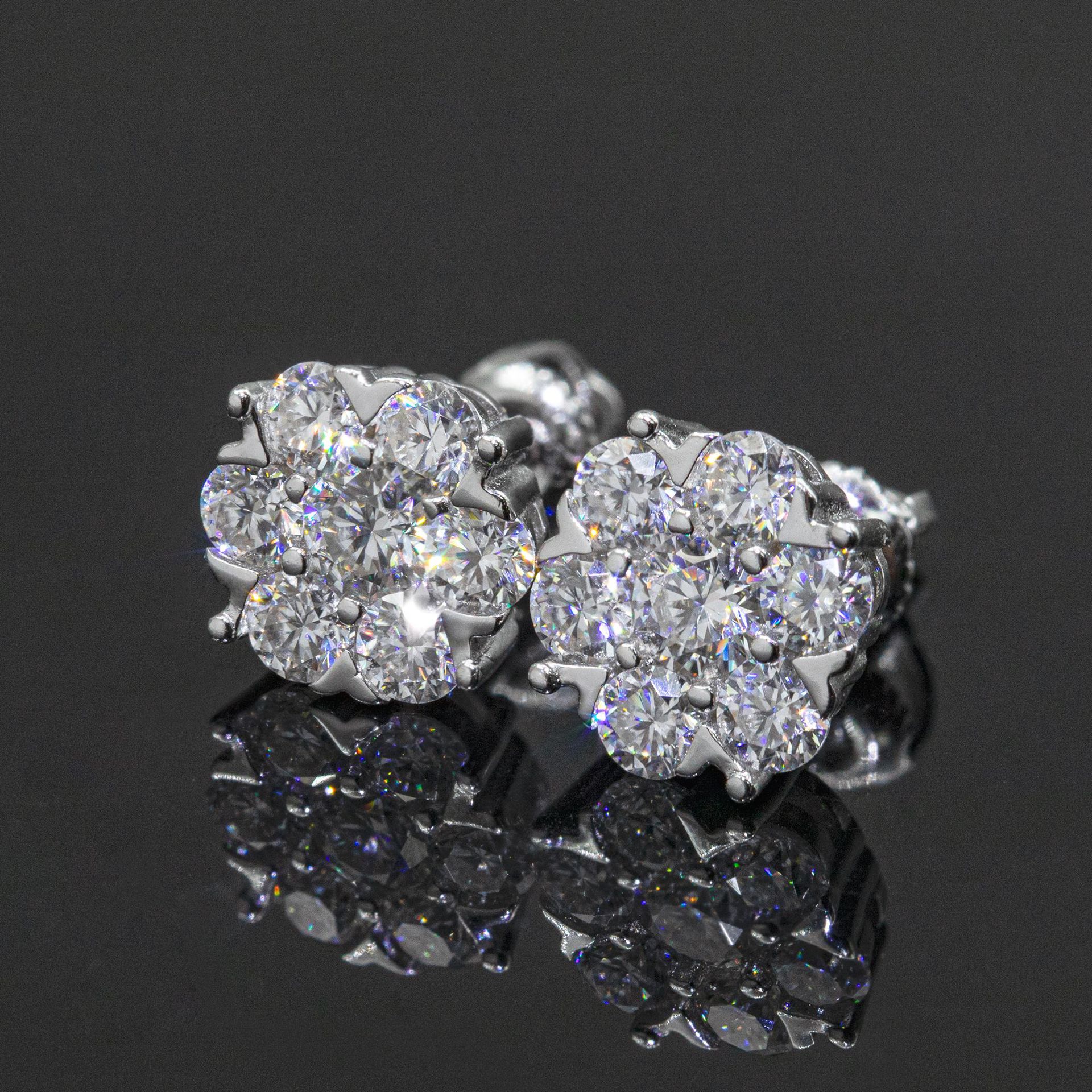Bling Bling Fine Jewelry Moissanite Stone 925 Sterling Silver Moissanite Stud Big Flower Earrings