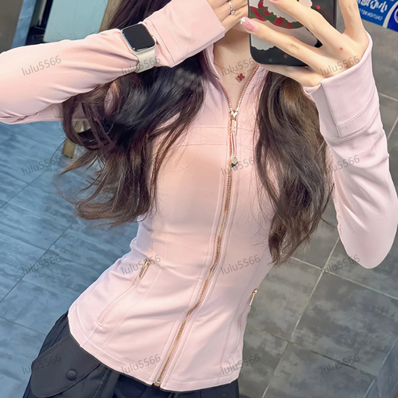 Yoga Define Jacket gym clothes women Full Gold Zip Sportswear Hooded Jacket Workout Track Running Outdoor workout clothes women Quick Drying align top athletic wear