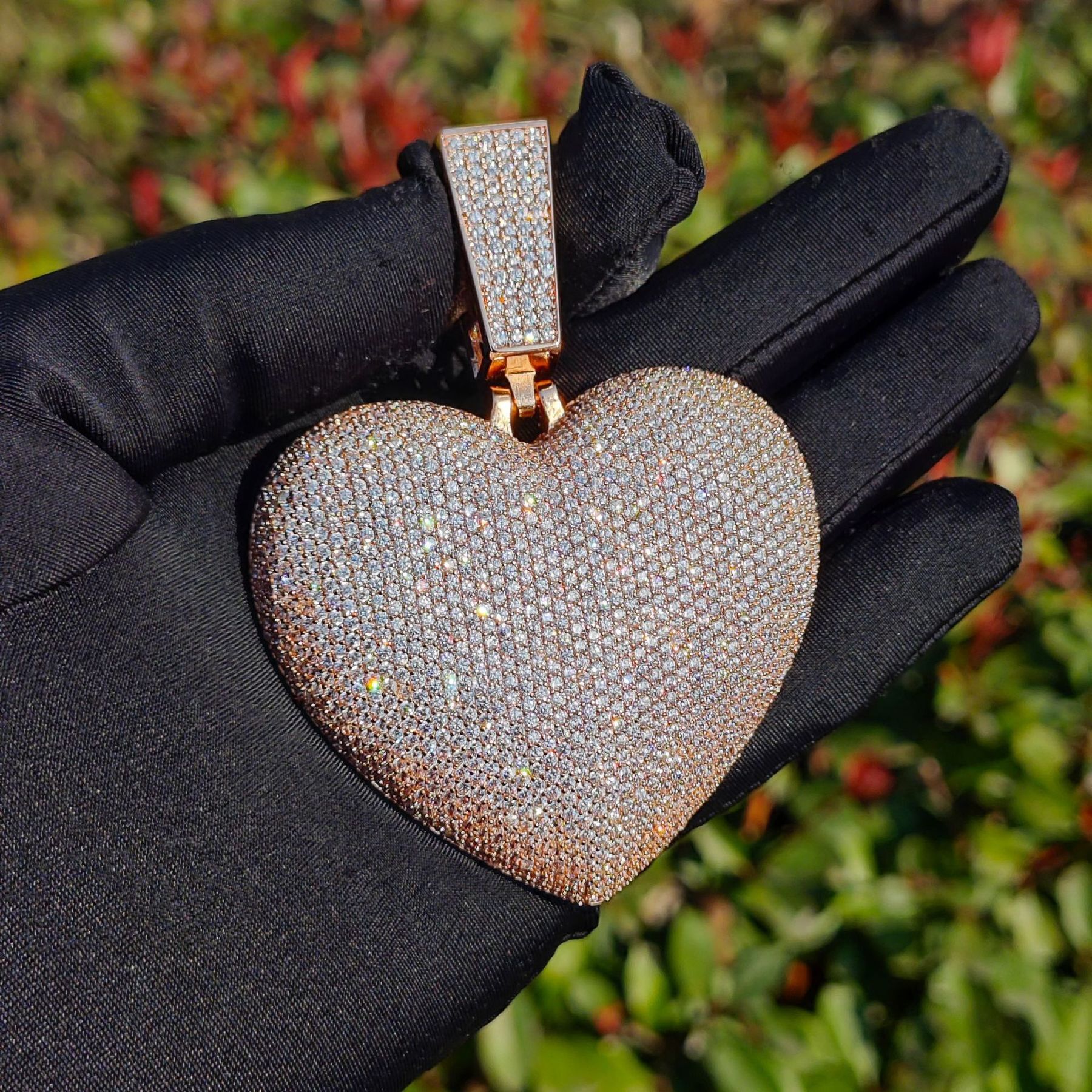 Bling Hip Hop Jewelry Micro Setting Handmade S925 Custom Moissanite Diamond Rapper Pendant Iced Out Big Heart Necklace Pendant