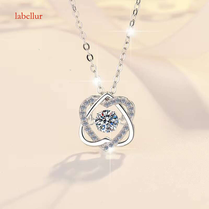Jewelry Elegant Design 0.5Ct S Pure Sier VVs1 Sandstone Heart shaped Pendant Necklace Exquisite Women's Gift