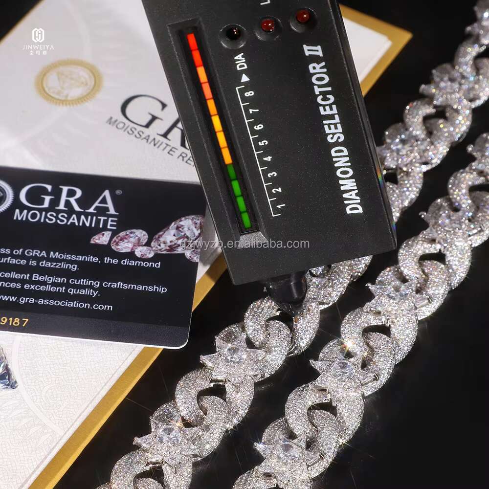 Hip Hop Jewelry Necklace 925 Silver Luxury Diamond VVS Moissanite Cuban Link Chain Moissanite Chain for Men