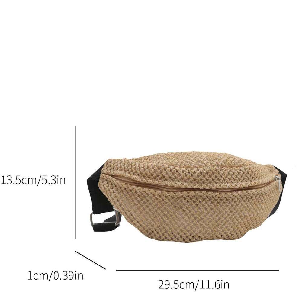 Beach Vacation Lightweight Crossbody Women's Hollow-Out Woven Chest Adjustable Strap for Resort Daily Straw Bag