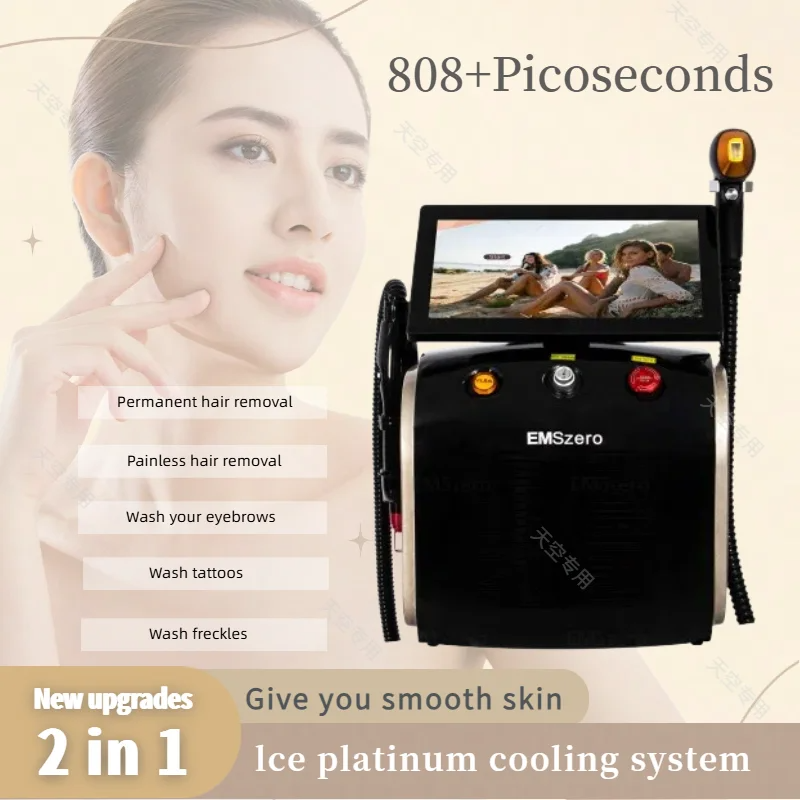Diode Laser Hair Removal Device 808 755 1064nm Wave 2 in 1 Professional Picosecond Laser Machine for Tattoo Removal
