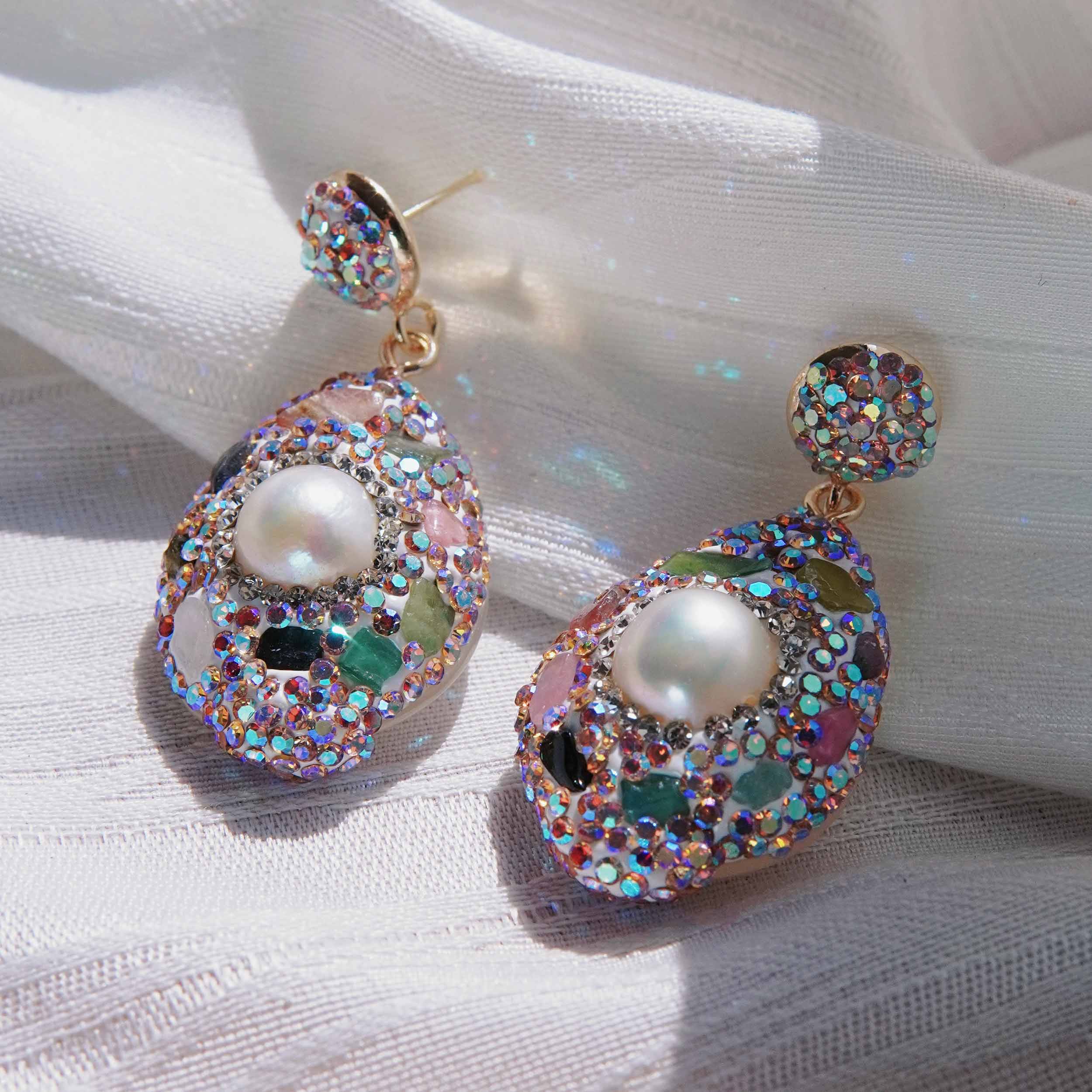 Star Mang Baroque Pearl Energy Jewelry Set is light and luxurious natural original stone has a high sense of design, and the natural tourmaline neckla