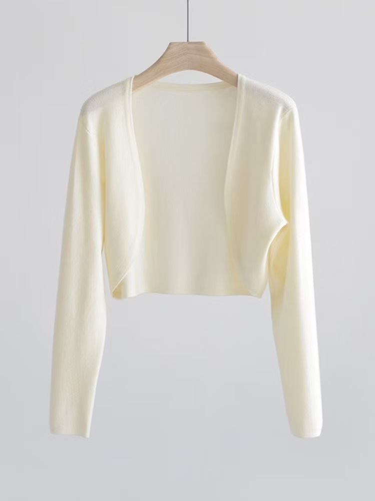 K1183 Ice silk knitted sun protection cardigan women 2025 new summer thin shawl outerwear short air conditioning shirt jacket