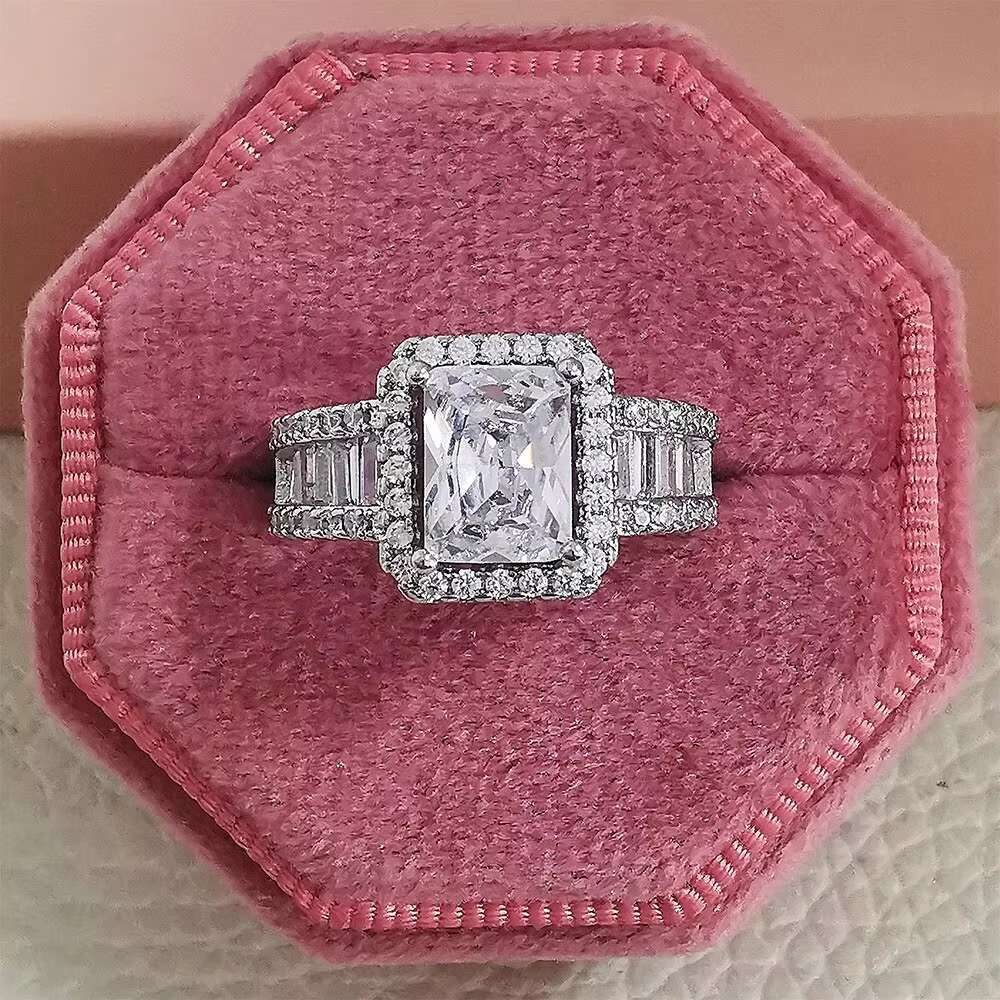 Princess Cut Cubic Zirconia Women Rings Silver Color Luxury Wedding Party Accessories Fashion Jewelry