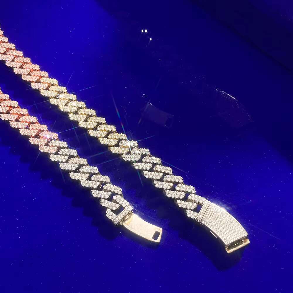 Hip Hop Jewelry Handmade Setting Custom VVS Moissanite Diamond 925 Silver Cuban Link Chain Necklace for Men