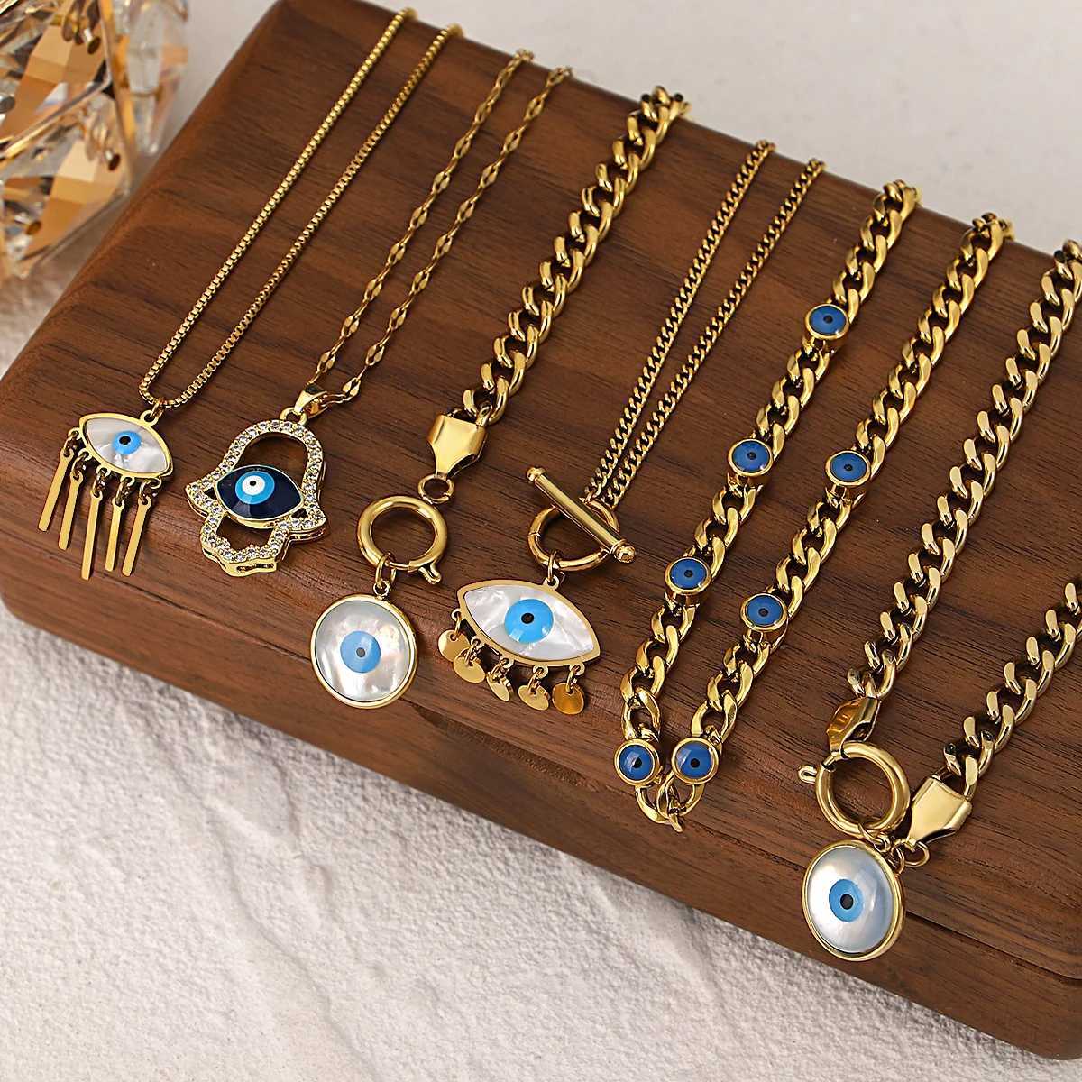 Greatera Turkish Evil Eye Stainless Steel Bangles Bracelets for Women Ethnic 18K Gold Plated Metal Charm Bracelet Jewelry 2024 W250630