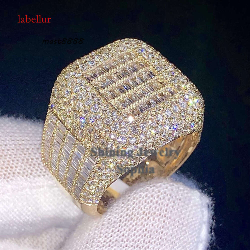 New Arrivals S Sterling Sier Rose Gold Fashion Style Hip Hop Custom Hand Set Vvs Moissanite Dia Iced Out Ring
