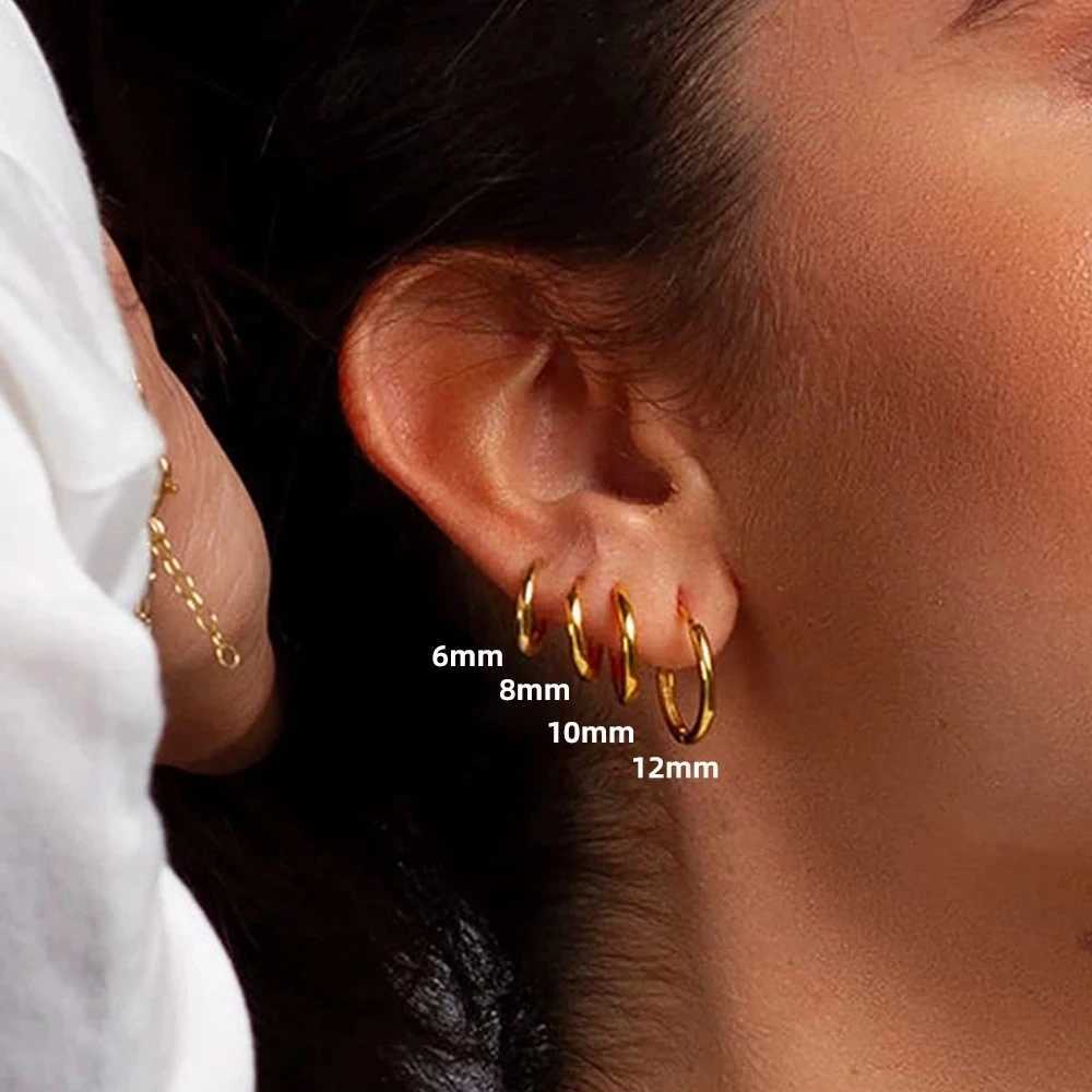 6/8/10/12mm Stainless Steel Huggie Hoop Earrings Set Stackable 18K Gold Plated Nose Ear Cartilage Piercing Tiny Hoops Sleeper XJ250630
