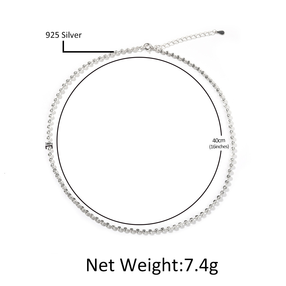 Minimalist Fashion MOON CUT CHAIN Round Bead Chain S925 Silver Unisex Trendy Necklace Pass the diamond tester