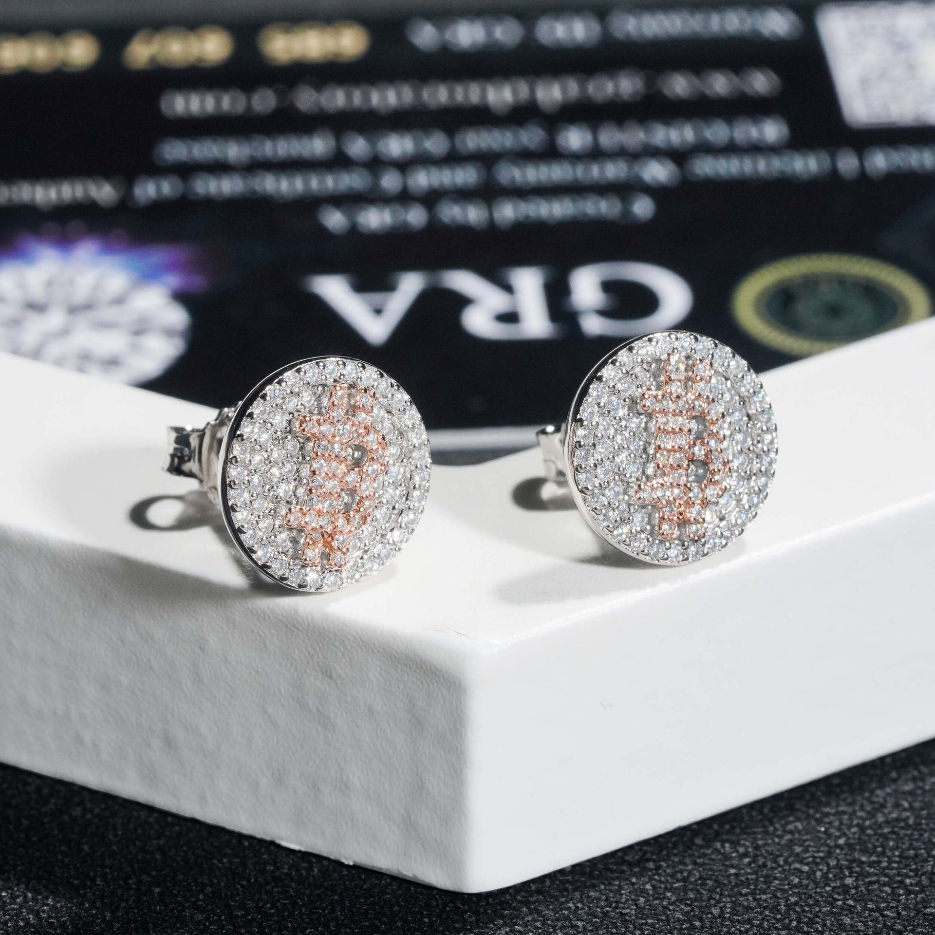 Two Tone 925 Silver Iced Out Moissanite Women Jewelry Letter B Hiphop Stud Earrings VVS Moissanite Diamond Screw Back Ear Studs