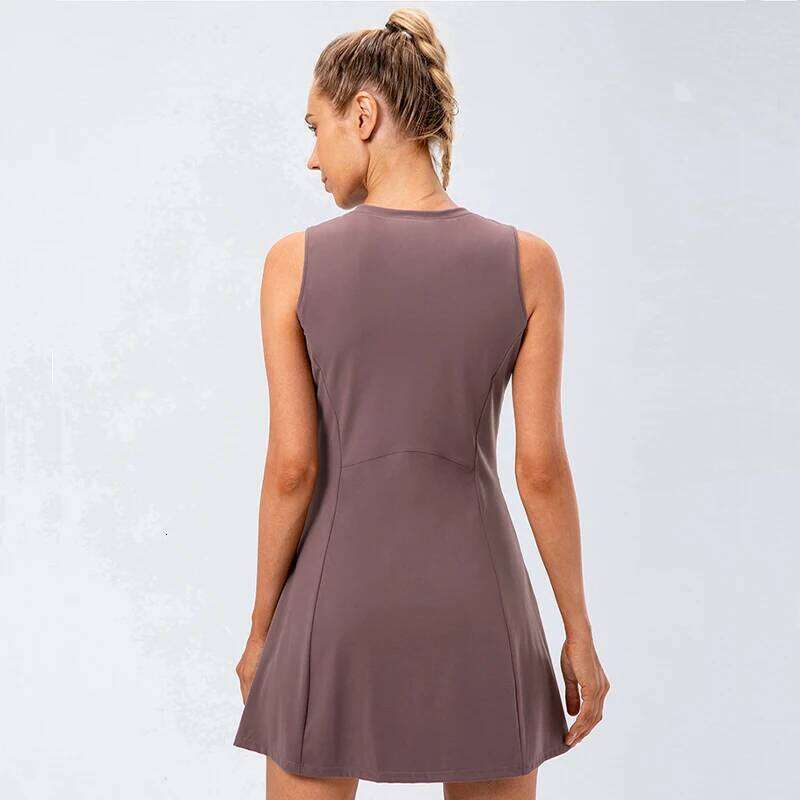 Tennis Dress Women With Separate Shorts Sleeveless Golf Sport Skirts Set with Pockets Training Running Fiess Female Badminton