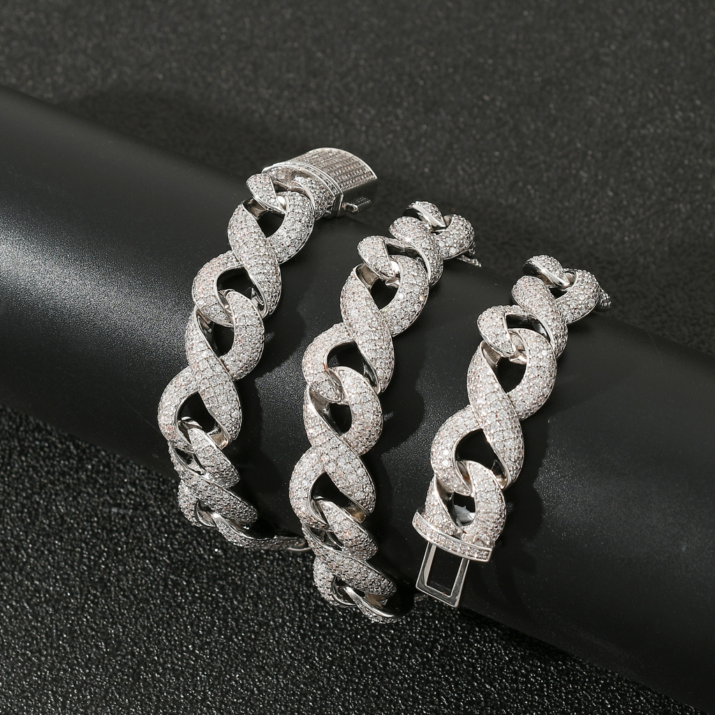 Luxury Jewelry New Arrival 15mm Infinity 8 Chain Rose Gold Cuban Link Iced Out High Quality Trendy Hip Hop Bling Bling Necklace Pass the diamond teste