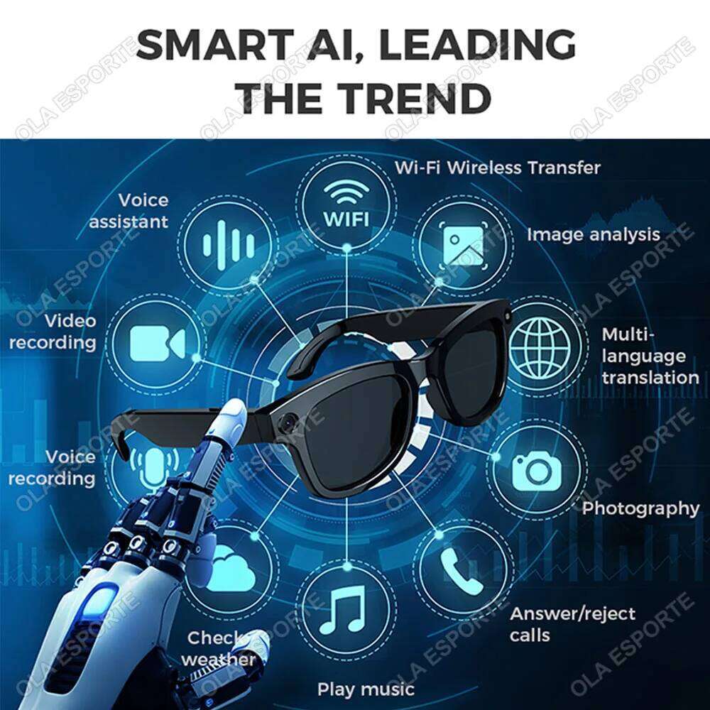 New AI Smart Glasses HD 1080P Polarized Sunglasses Mini Camera Video Recorder Security Sports DVR Surveillance Camcorder meta glasses